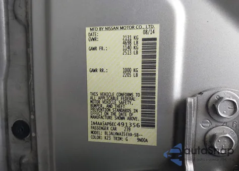 2014 Nissan Maxima 3.5 Sv from USA, damaged, VIN 1N4AA5AP6EC491356